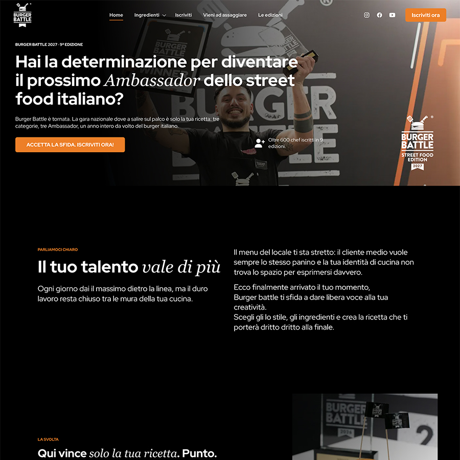 Sito web di Burger Battle, talent dell’hamburger gourmet