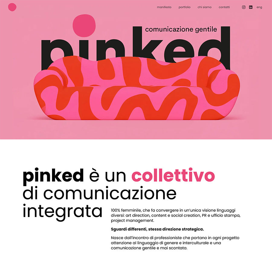 Sito web di Pinked, collettivo di comunicazione integrata